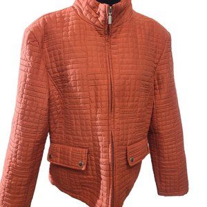 Keren Hart Orange Quilted Jacket Light Coat Large